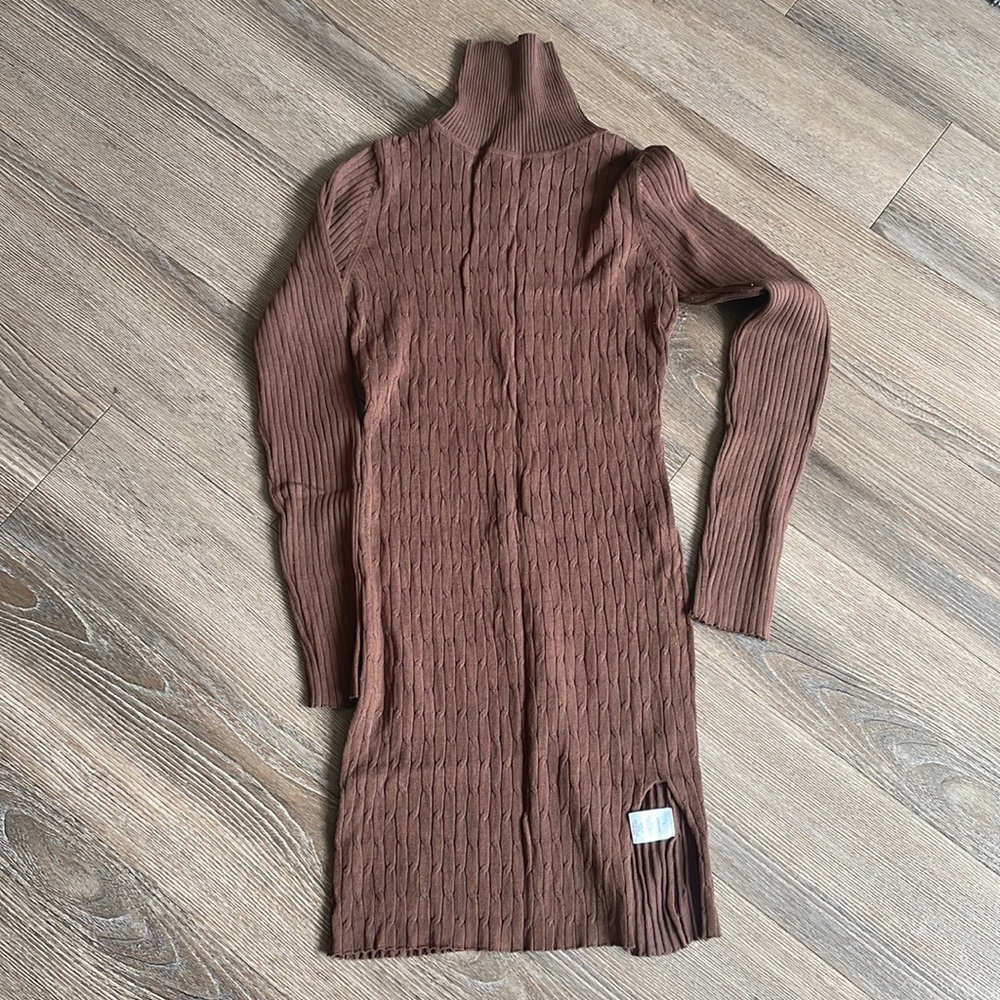 Better Be Turtleneck Dress in Brown - Size L